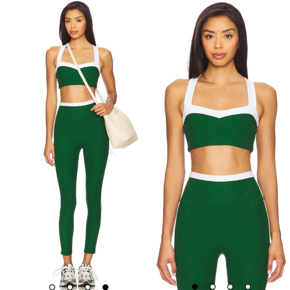 NWT Beyond Yoga Set: Spacedye Trophy Leggings & Sports Bra in Summer Thyme Green